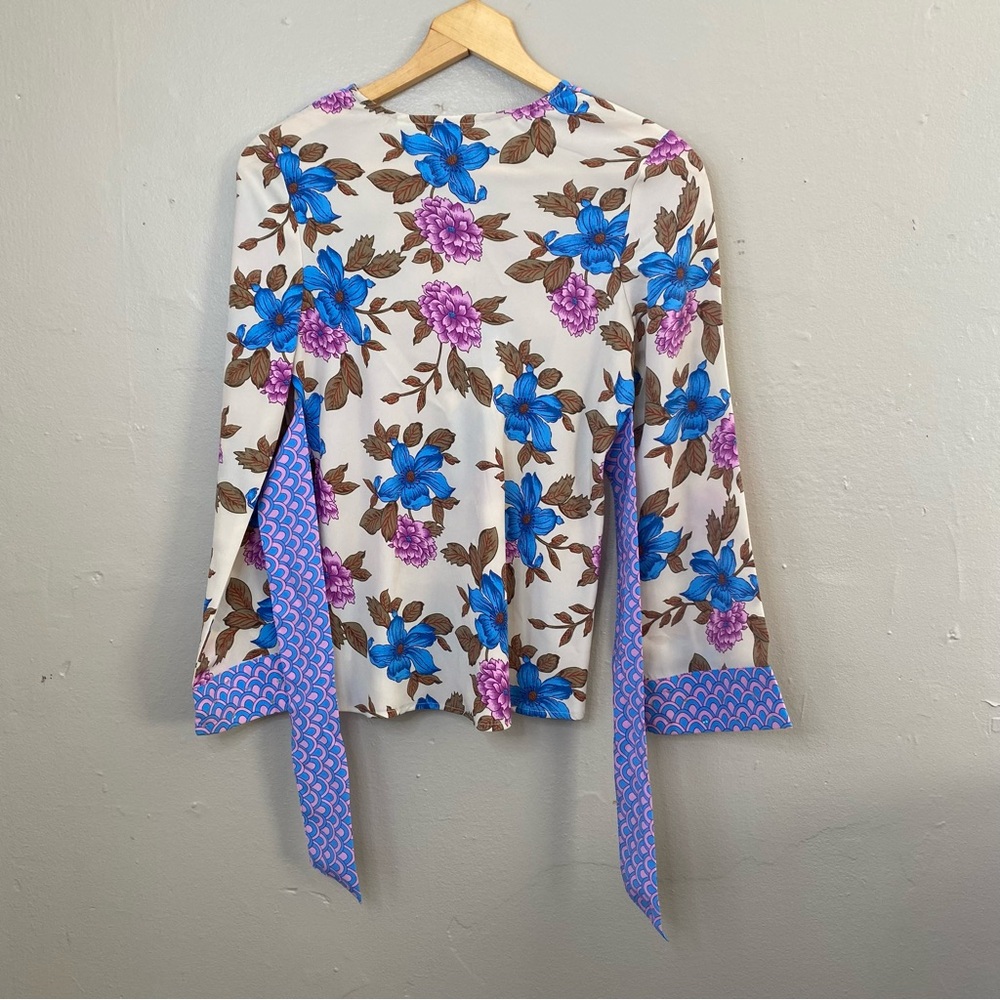 y2k Mary Kate & Ashley Vtg. Purple Mod Groovy Sequin Flare Sleeve Blouse Size XL - Picture 6 of 6
